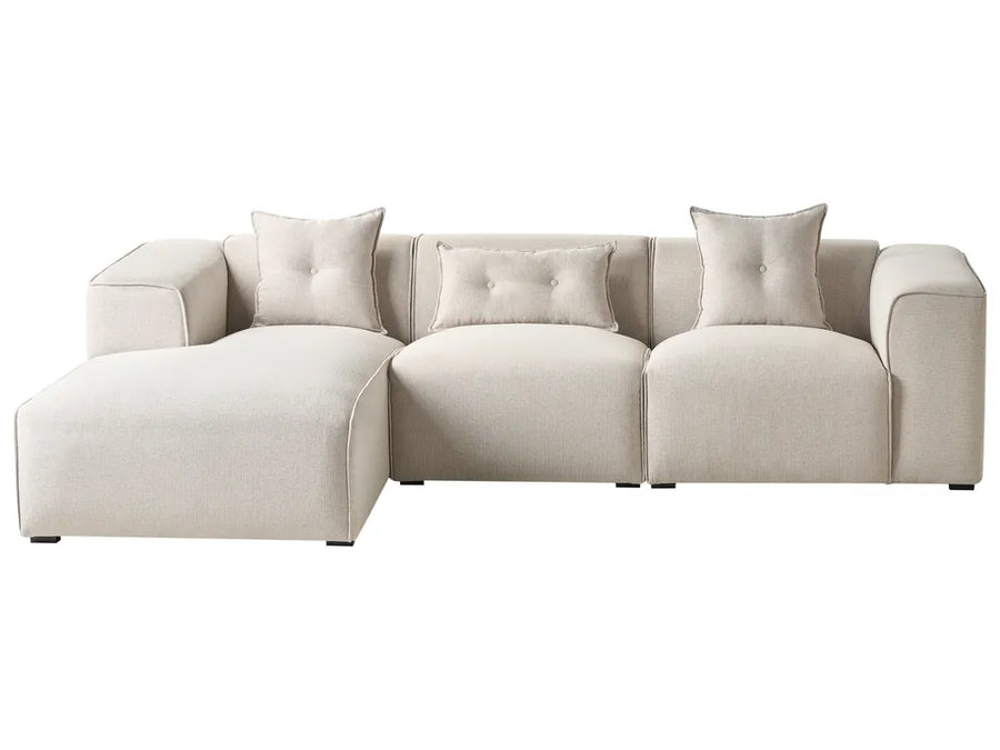 Beige sectional sofa on a white background
