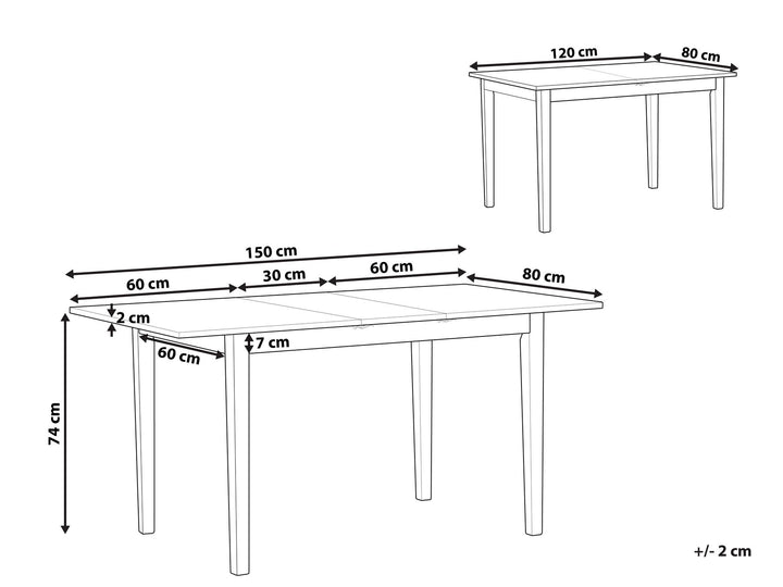 Extending Wooden Dining Table 120/150 x 80 cm Light Wood and White Houston