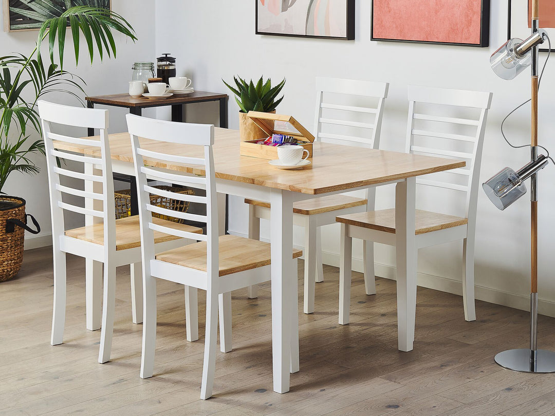 Extending Wooden Dining Table 120/150 x 80 cm Light Wood and White Houston