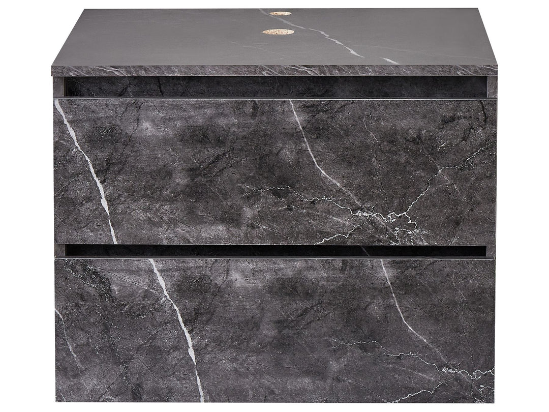 Wall Mounted Washbasin Cabinet 60 cm Black Marble Serra