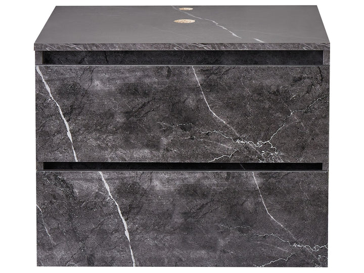 Wall Mounted Washbasin Cabinet 60 cm Black Marble Serra