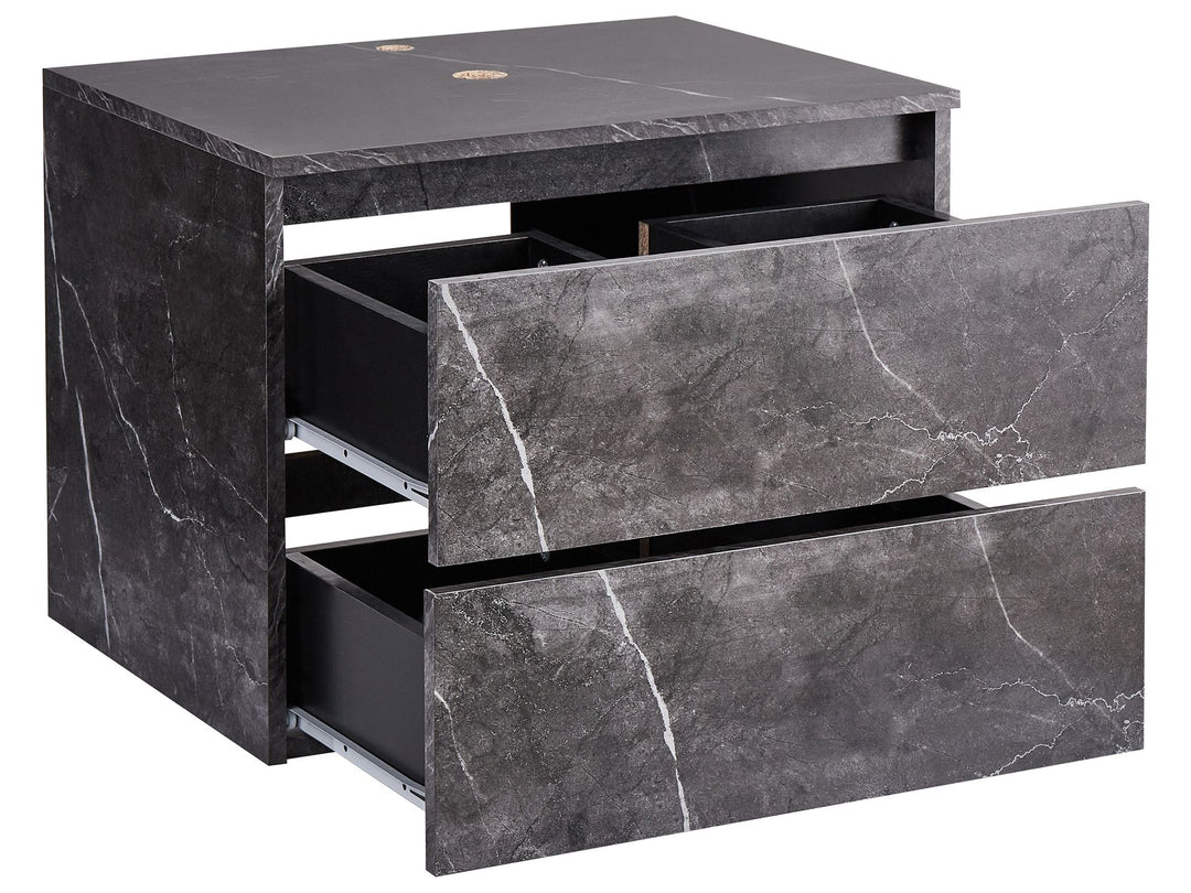 Wall Mounted Washbasin Cabinet 60 cm Black Marble Serra