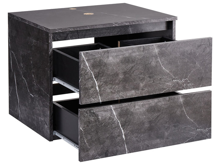 Wall Mounted Washbasin Cabinet 60 cm Black Marble Serra