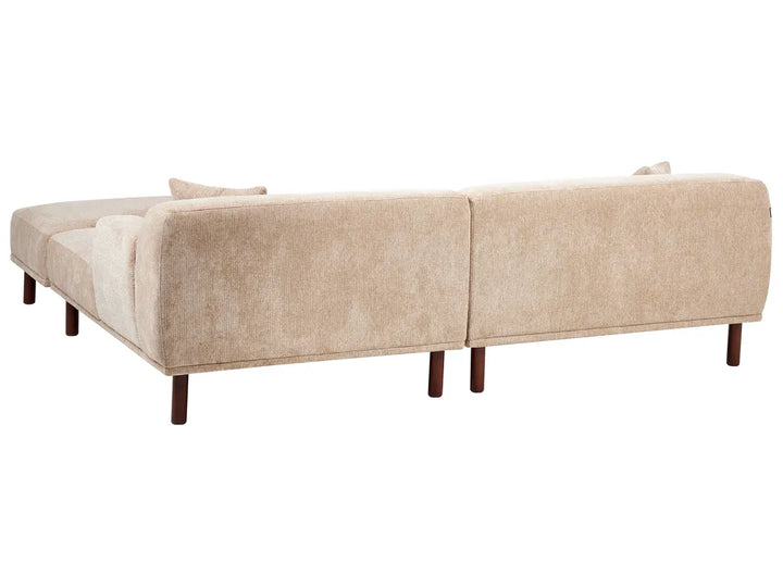 Corner Sofa 3 Seater Fabric Beige with Ottoman Left Hand Brekyn