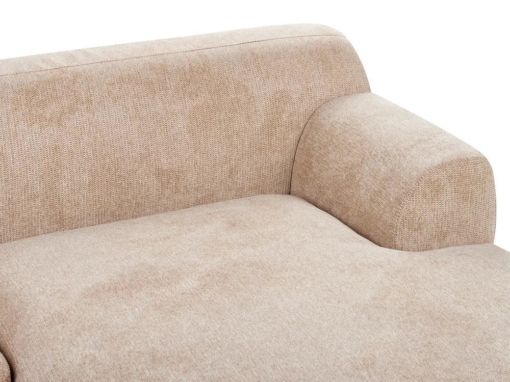 Corner Sofa 3 Seater Fabric Beige with Ottoman Left Hand Brekyn