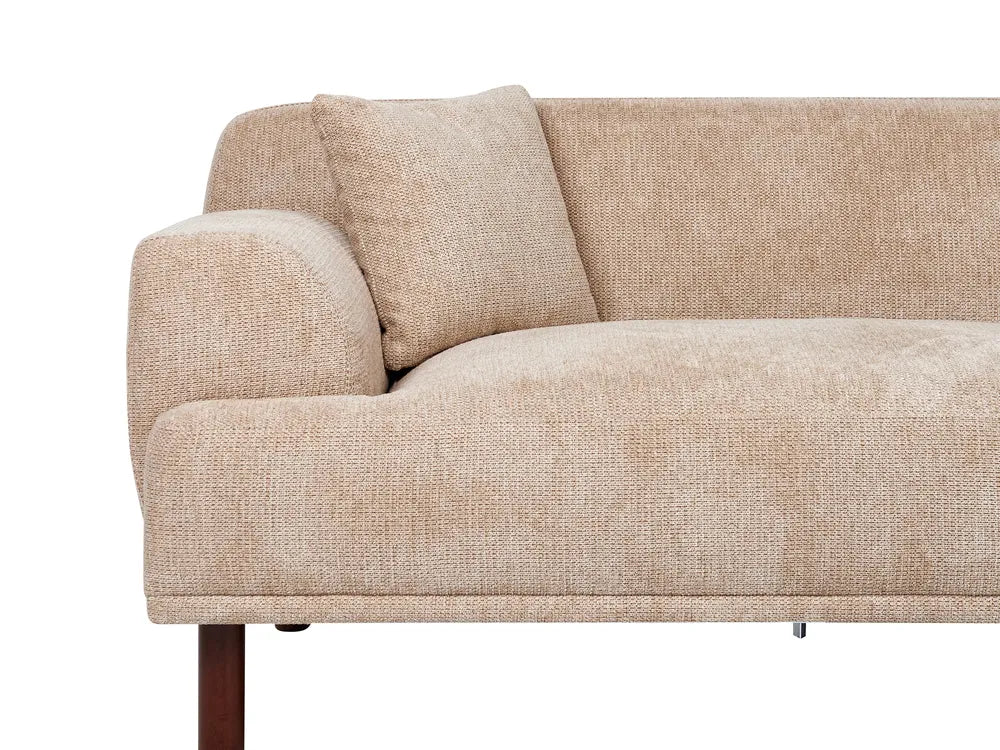 Corner Sofa 3 Seater Fabric Beige with Ottoman Left Hand Brekyn