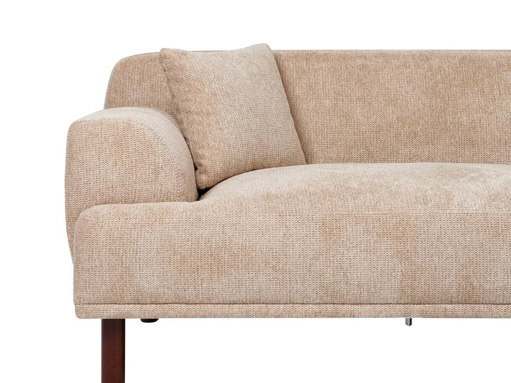 Corner Sofa 3 Seater Fabric Beige with Ottoman Left Hand Brekyn