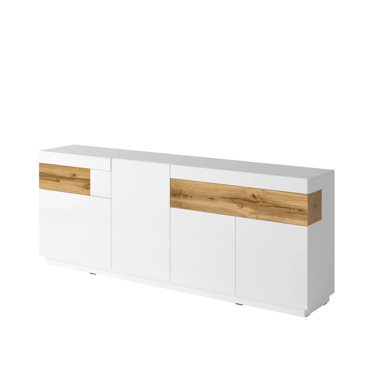 Sideboard Cabinet White Gloss / Wotan Oak Silke 25