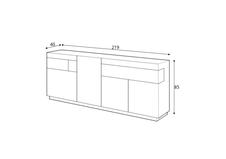 Sideboard Cabinet White Gloss / Wotan Oak Silke 25