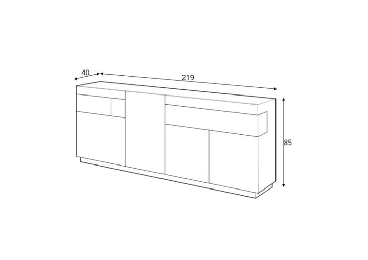 Sideboard Cabinet White Gloss / Wotan Oak Silke 25