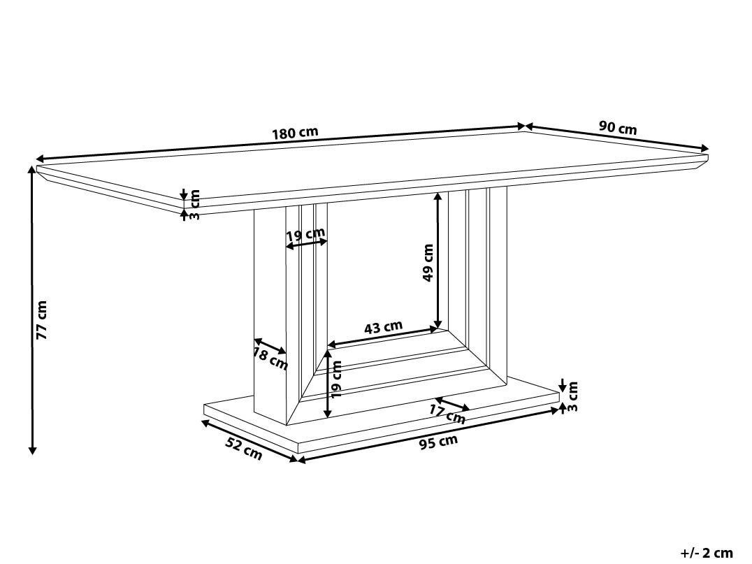 Kalona Dining Table 180 x 90 cm White