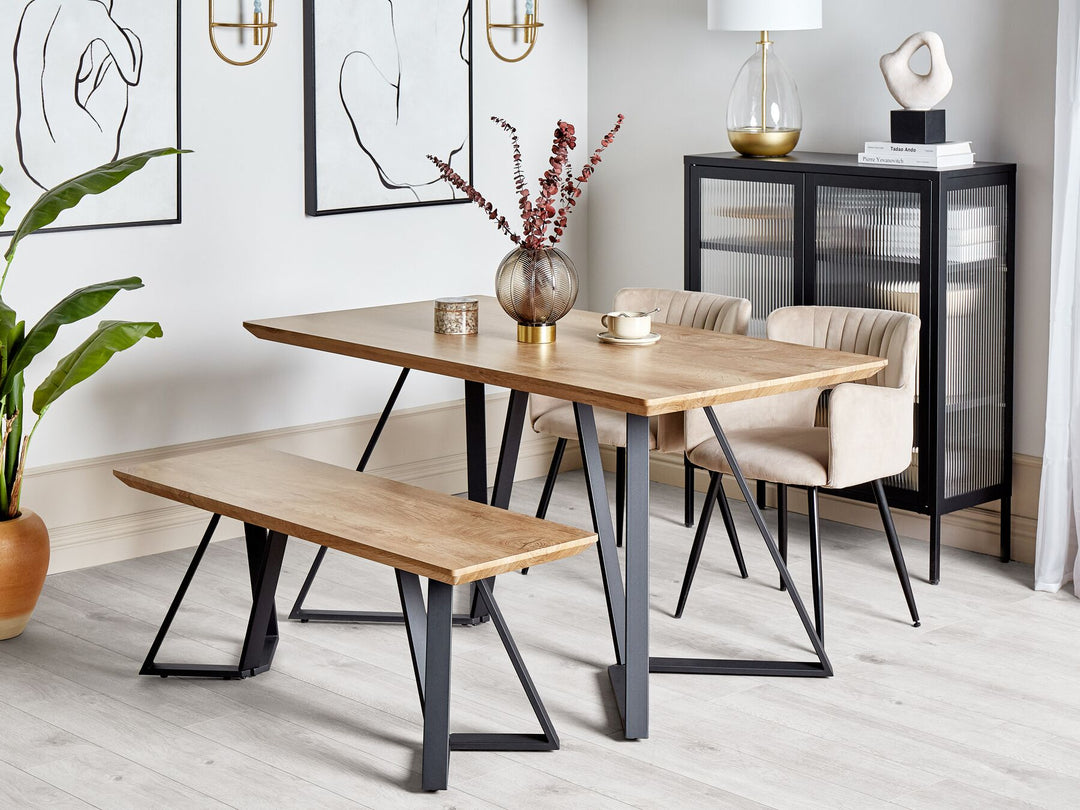 Upton Dining Table 140 x 80 cm Light Wood and Black