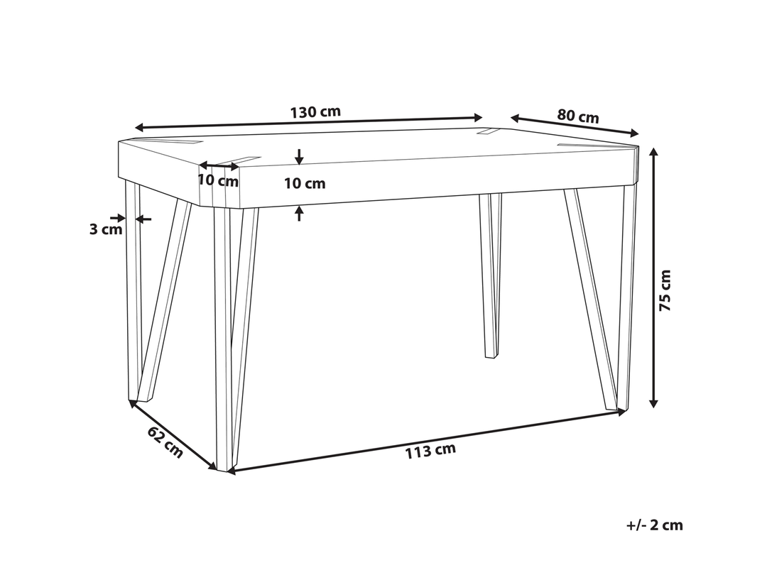 Cambell Dining Table 130 x 80 cm Light Wood