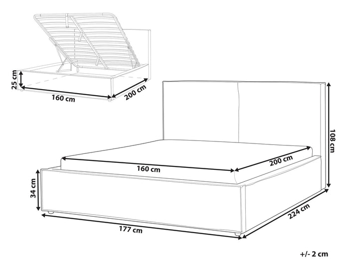 Fabric EU King Size Ottoman Bed Light Grey Moissac