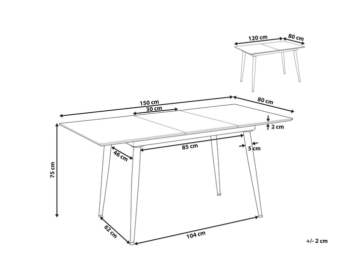 Extending Dining Table 120/150 x 80 cm Stone Effect Grey Eftalia