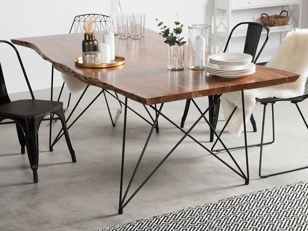 Acacia Dining Table 180 x 90 cm Dark Wood with Black Mumbai