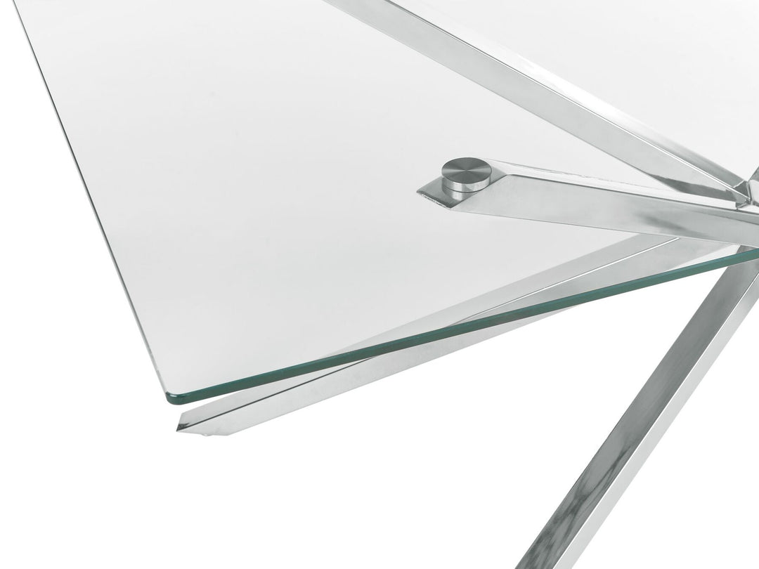 Glass Top Dining Table 160 x 90 cm Silver Cora