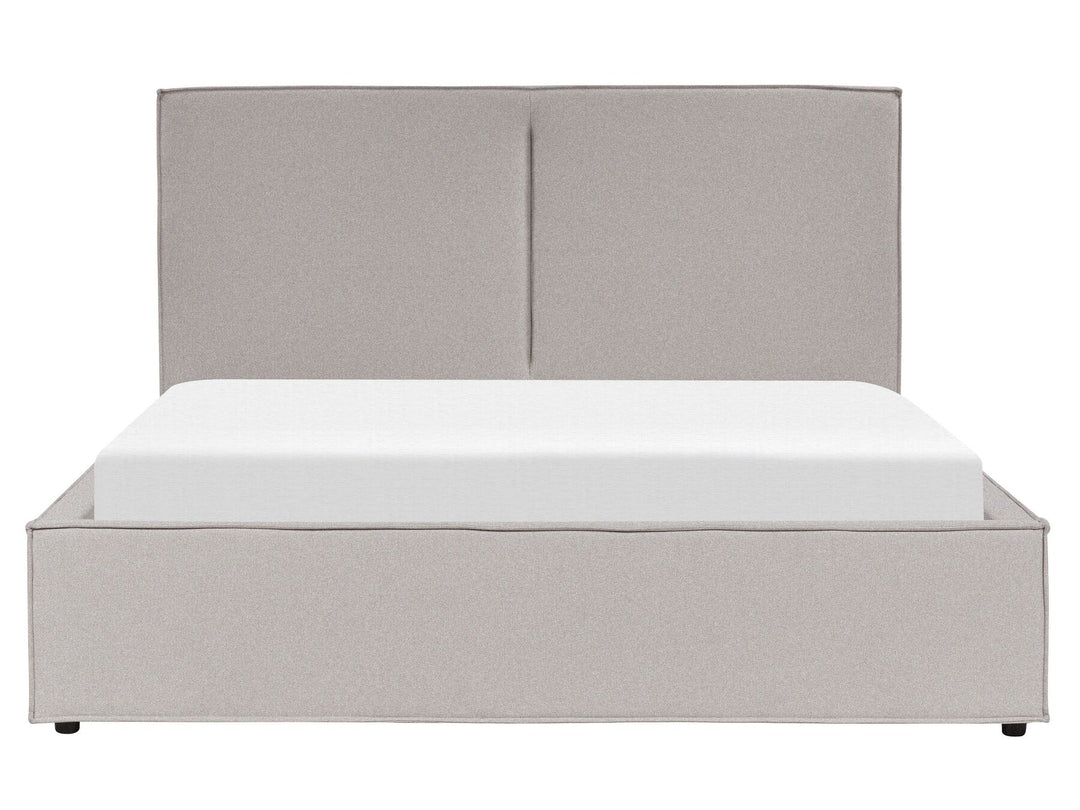 Fabric EU King Size Ottoman Bed Light Grey Moissac