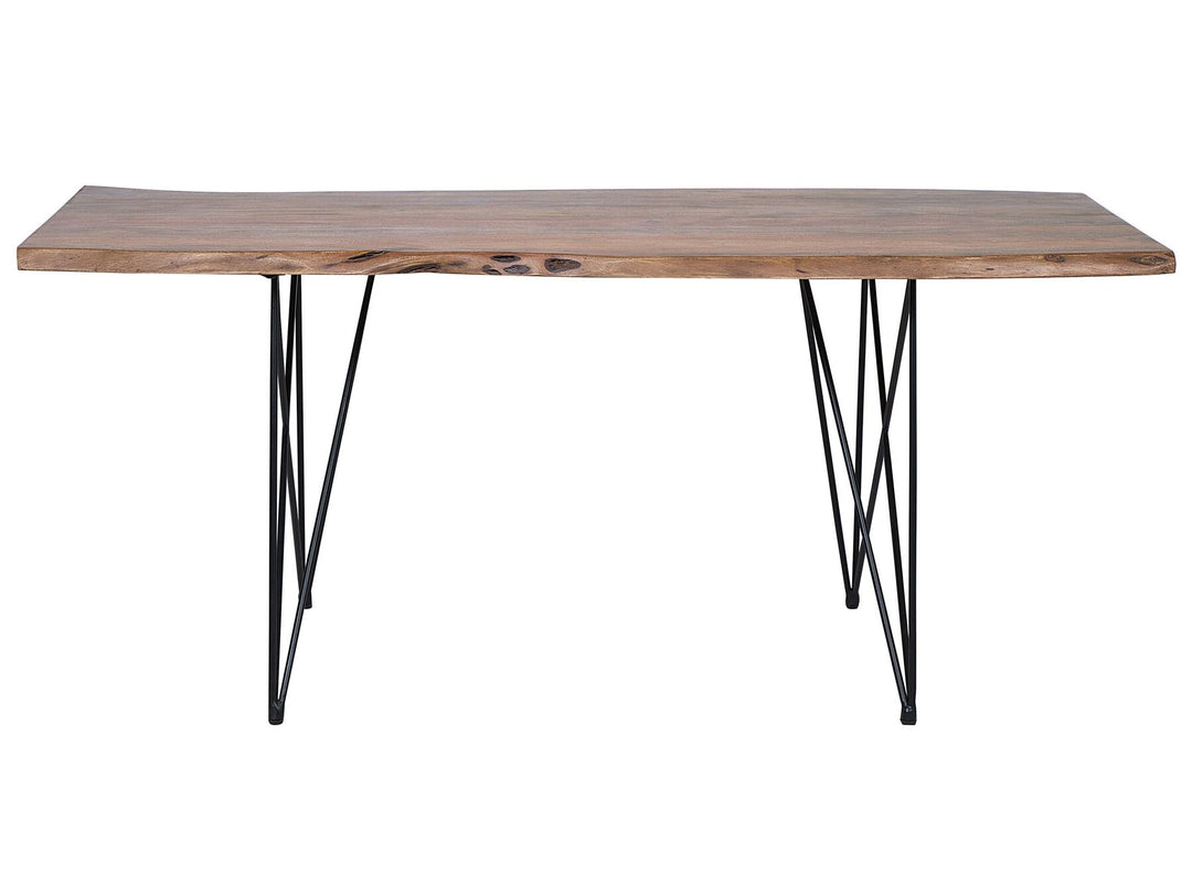 Acacia Dining Table 180 x 90 cm Dark Wood with Black Mumbai