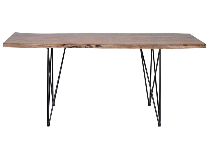 Acacia Dining Table 180 x 90 cm Dark Wood with Black Mumbai