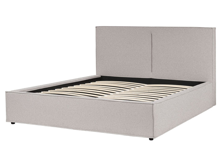 Fabric EU King Size Ottoman Bed Light Grey Moissac