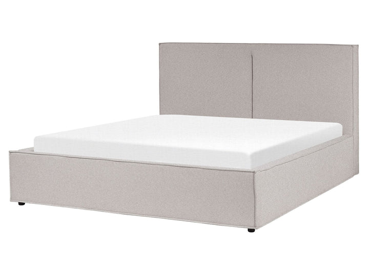 Fabric EU King Size Ottoman Bed Light Grey Moissac