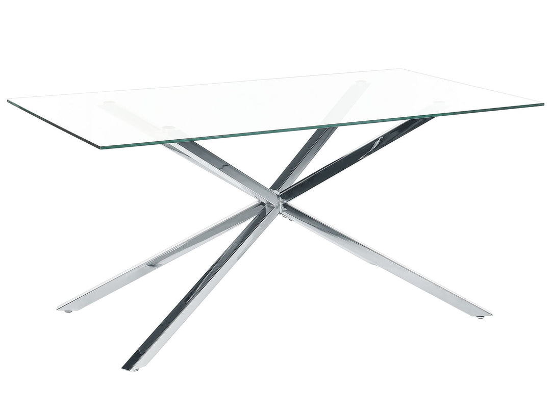 Glass Top Dining Table 160 x 90 cm Silver Cora