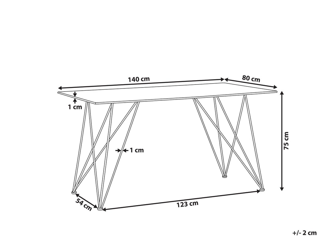 Dining Table 140 x 80 cm Marble Effect Black with Gold Kenton