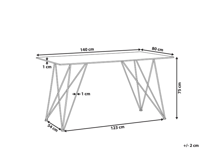 Dining Table 140 x 80 cm Marble Effect Black with Gold Kenton