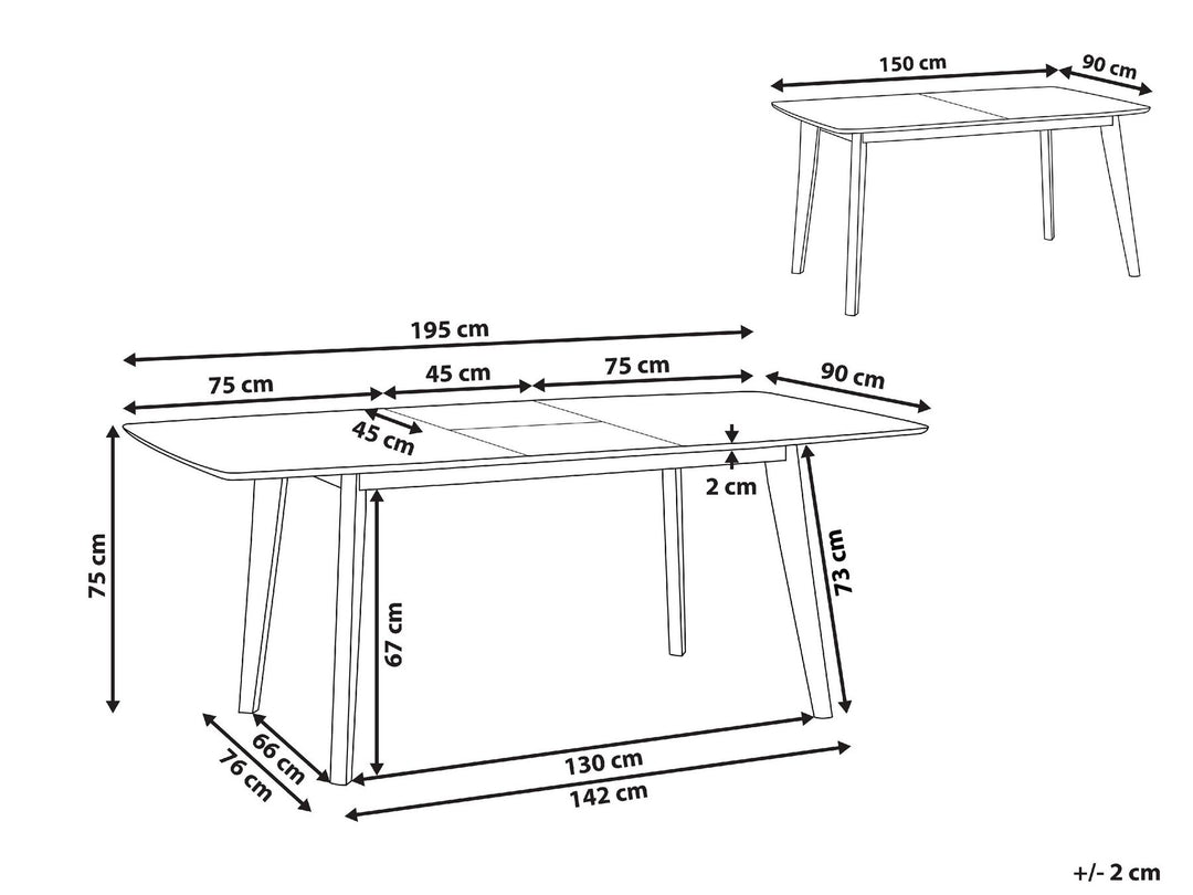 Sanford Extending Dining Table 150/195 x 90 cm White