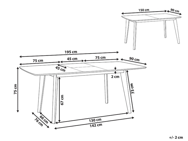 Sanford Extending Dining Table 150/195 x 90 cm White