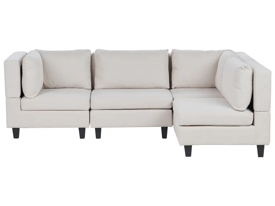 Light beige fabric modular corner sofa 4 seater left hand