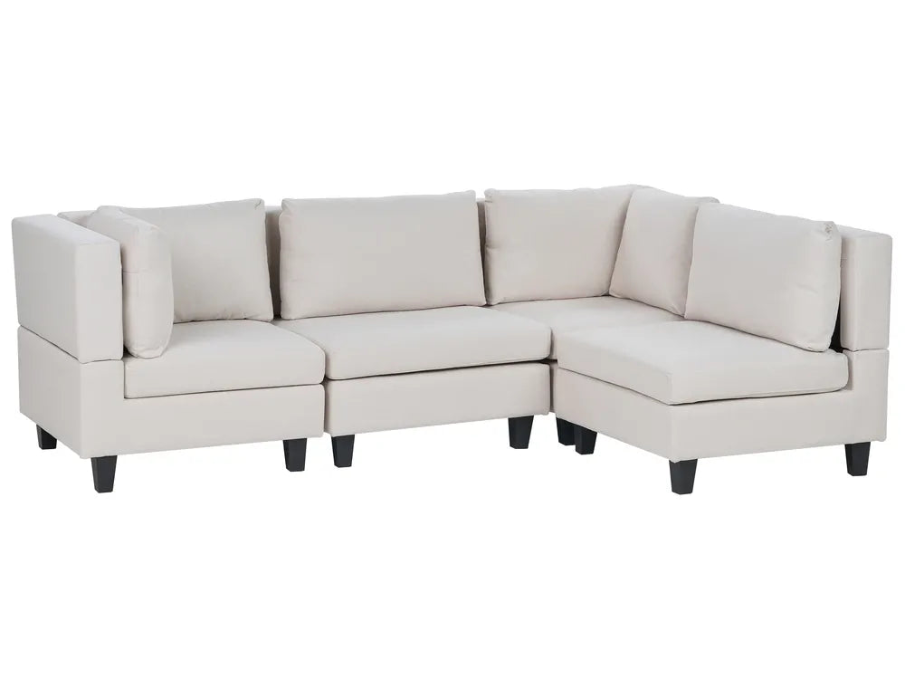 Modular Corner Sofa 4 Seater Fabric Light Beige Left Hand Turella