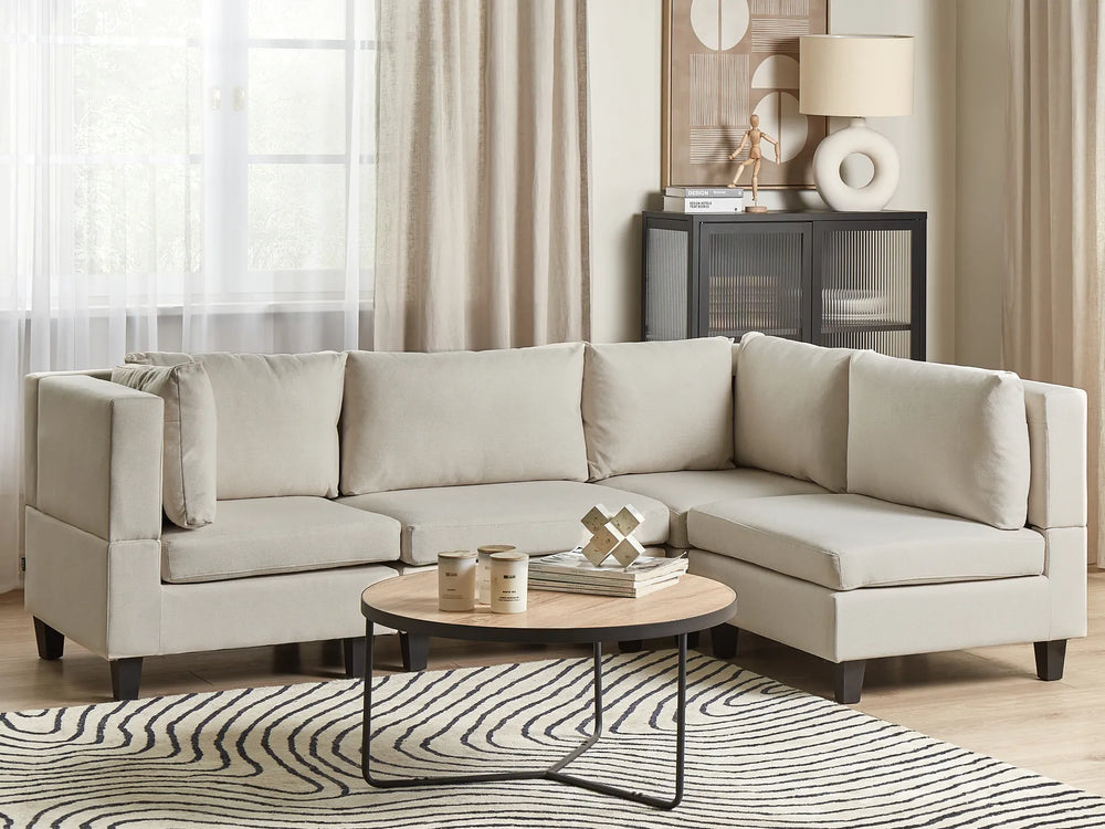 Left hand light beige modular corner sofa for living room