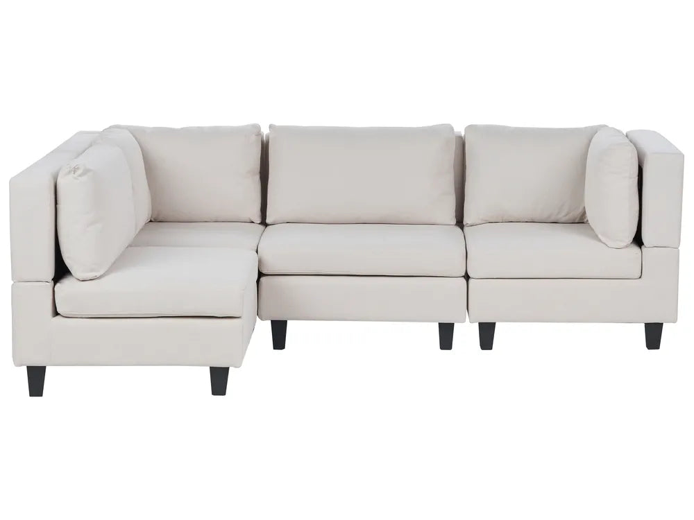 Light beige fabric modular corner sofa 4 seater right hand