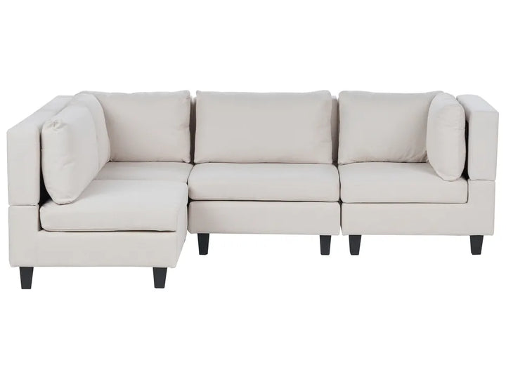 Light beige fabric modular corner sofa 4 seater right hand