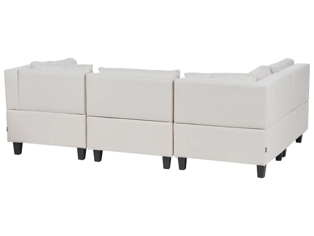 Modular Corner Sofa 4 Seater Fabric Light Beige Right Hand Turella