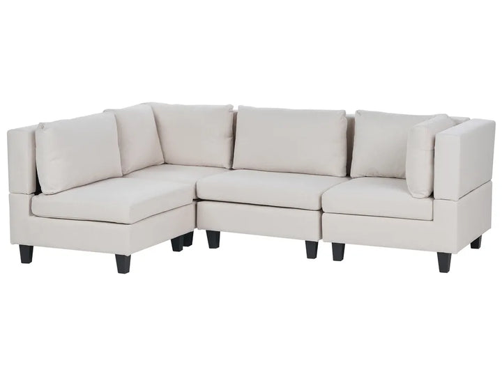 Modular Corner Sofa 4 Seater Fabric Light Beige Right Hand Turella