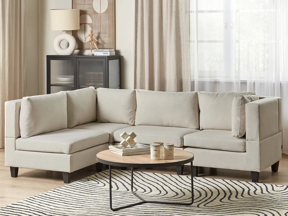 Right hand light beige modular corner sofa for living room