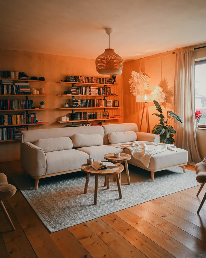 Corner Sofa 3 Seater Corduroy Light Beige Left Hand Arvo