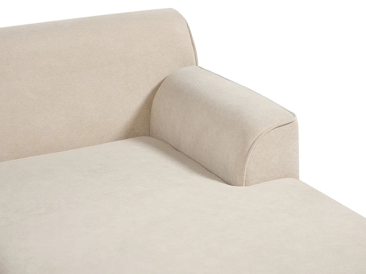 Corner Sofa 3 Seater Corduroy Light Beige Left Hand Arvo