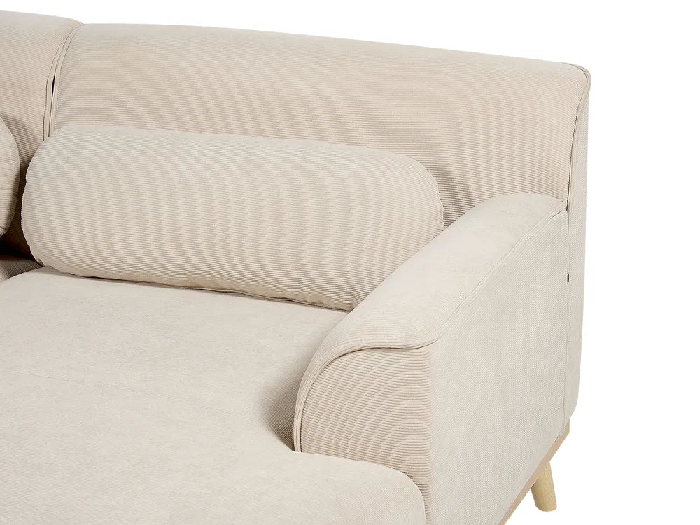 Corner Sofa 3 Seater Corduroy Light Beige Left Hand Arvo