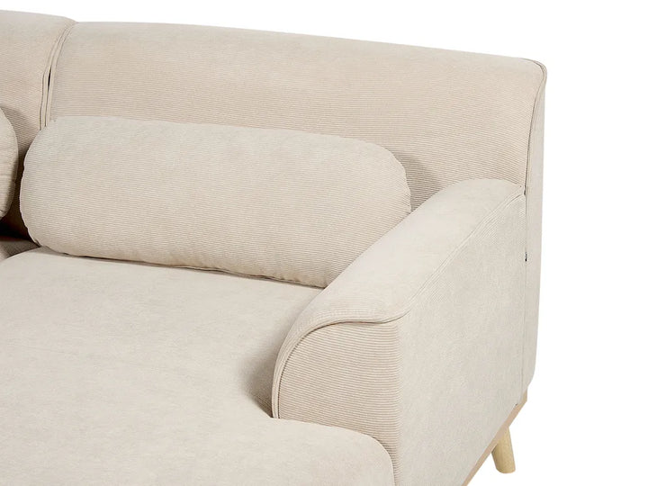 Corner Sofa 3 Seater Corduroy Light Beige Left Hand Arvo