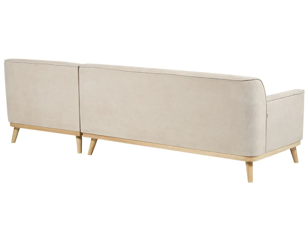 Corner Sofa 3 Seater Corduroy Light Beige Left Hand Arvo