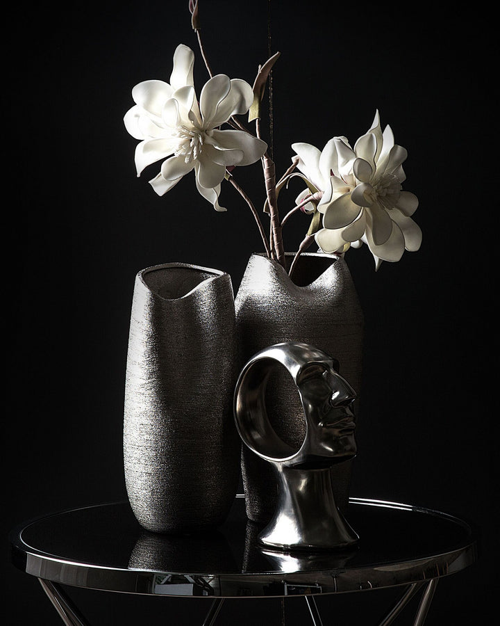 Apamea Decorative Vase  Stoneware 33 cm Silver