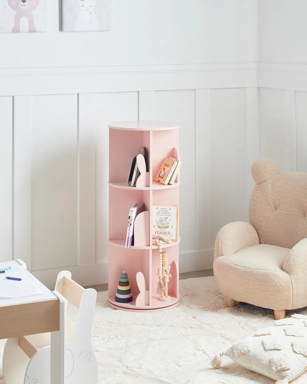 Rotating Bookshelf 94 cm Pastel Pink Aurey