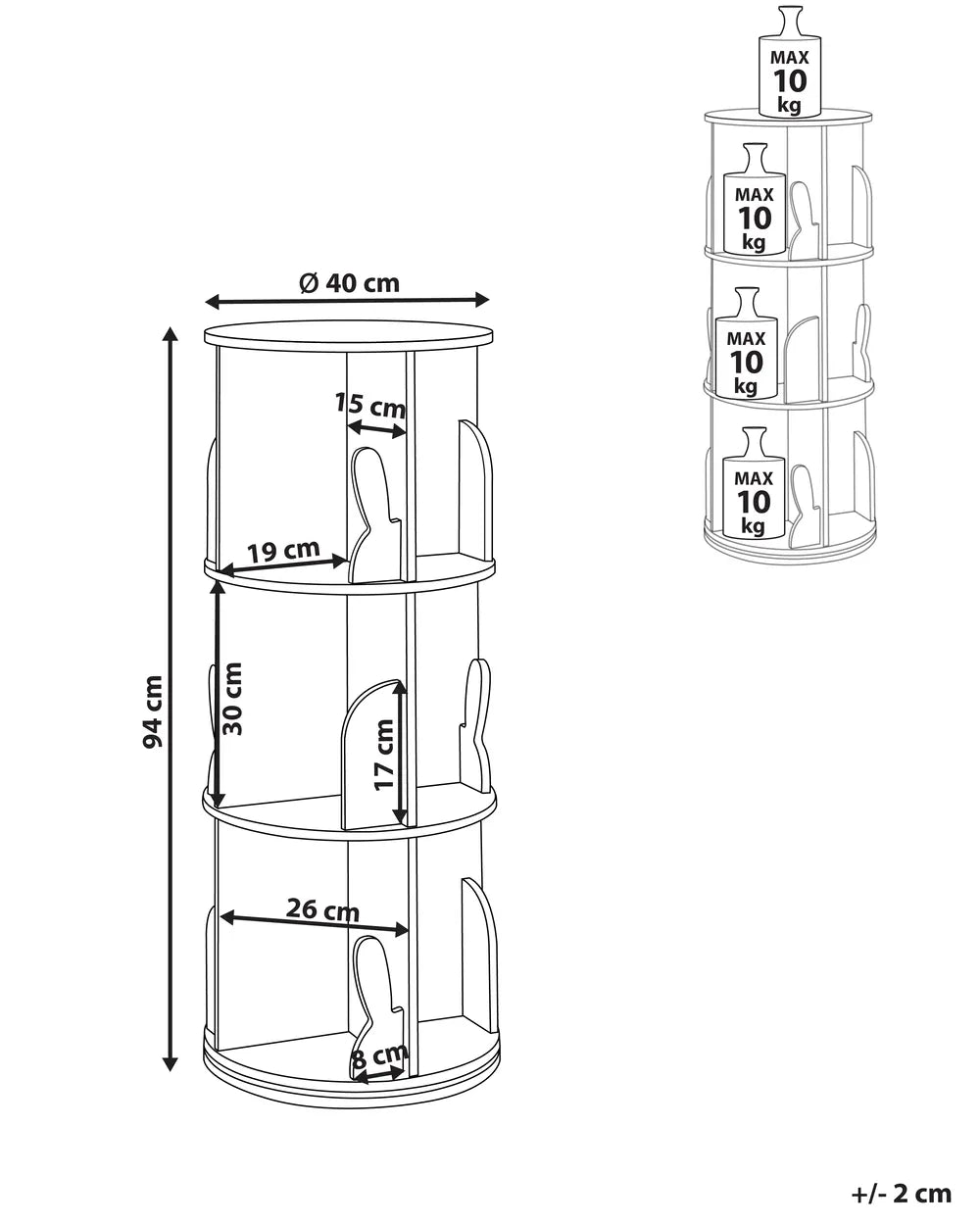 Rotating Bookshelf 94 cm Pastel Pink Aurey