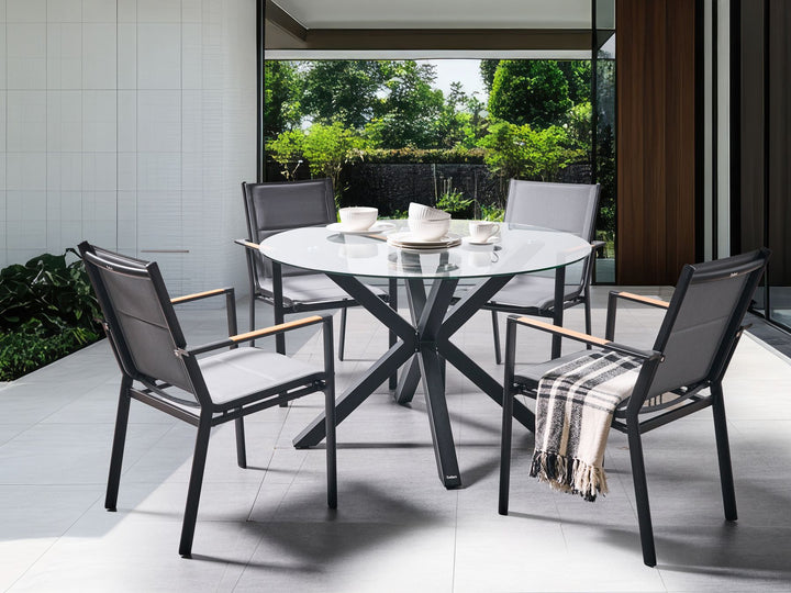 Malleto Garden Dining Table  120 cm 120 cm Glass Black