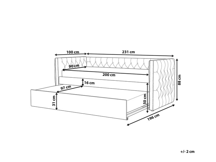Trundle Bed Boucle 90 x 200 cm (EU Single) Off-White Kolia