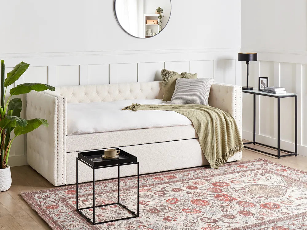 Trundle Bed Boucle 90 x 200 cm (EU Single) Off-White Kolia